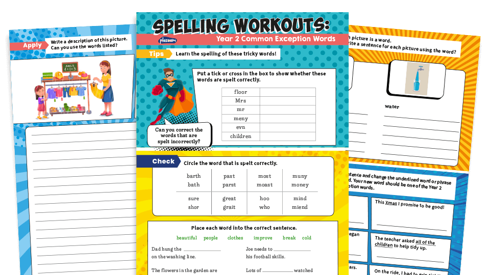 Year 2 Common Exception Words – KS1 Spelling Worksheets Pack 3