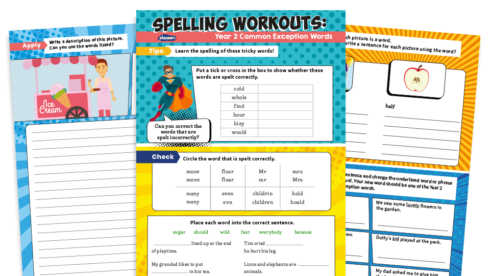 image of Year 2 Common Exception Words – KS1 Spelling Worksheets Pack 5
