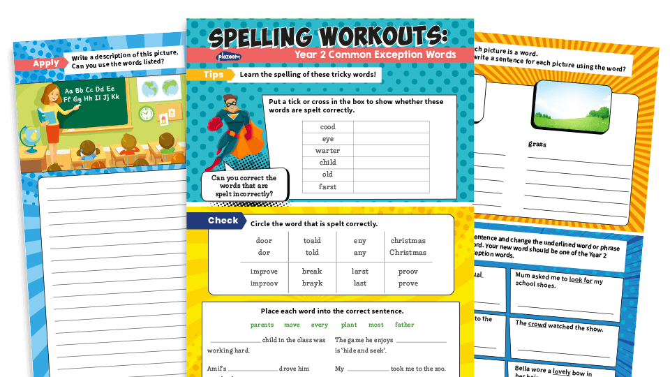 image of Year 2 Common Exception Words – KS1 Spelling Worksheets Pack 6