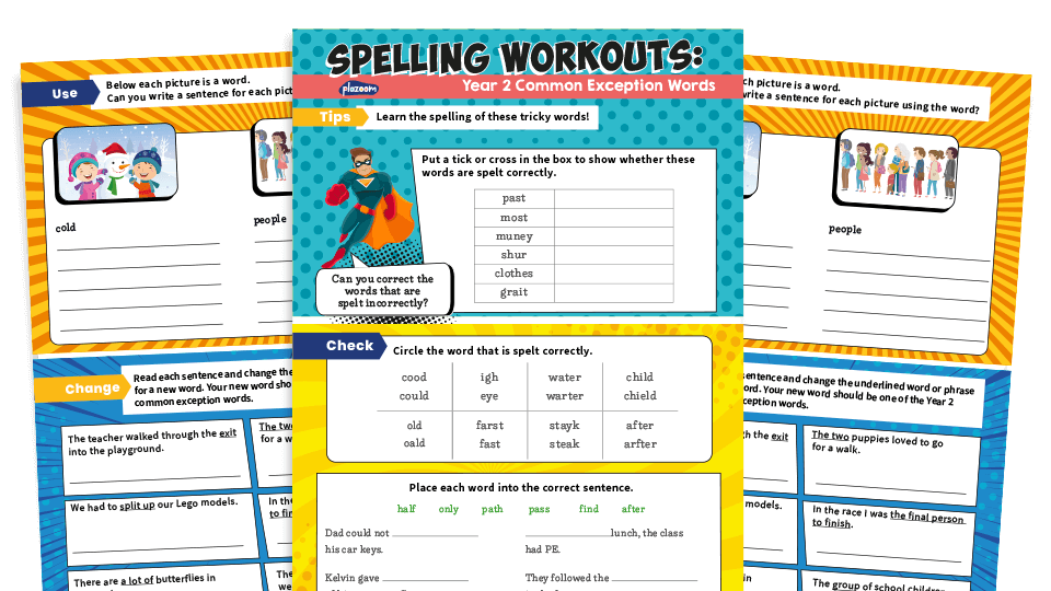 image of Year 2 Common Exception Words – KS1 Spelling Worksheets Pack 8