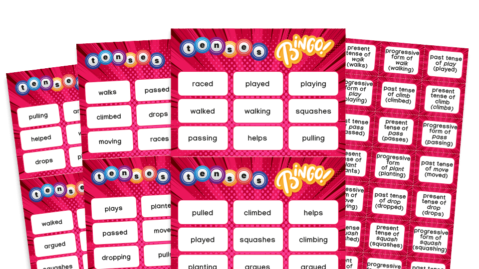 image of Year 2 Past, Present or Progressive Tense Bingo – KS1 Grammar Game