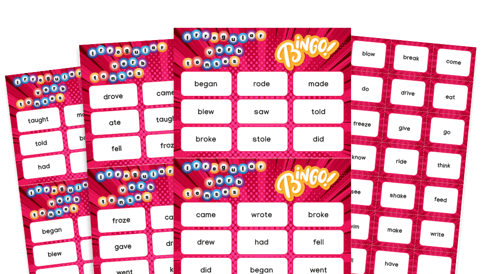 image of Year 2 Irregular Verbs Bingo – KS1 Grammar Game