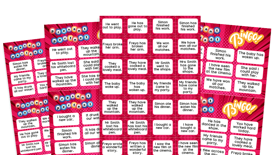 Present perfect tense KS2 – Year 3 bingo grammar game