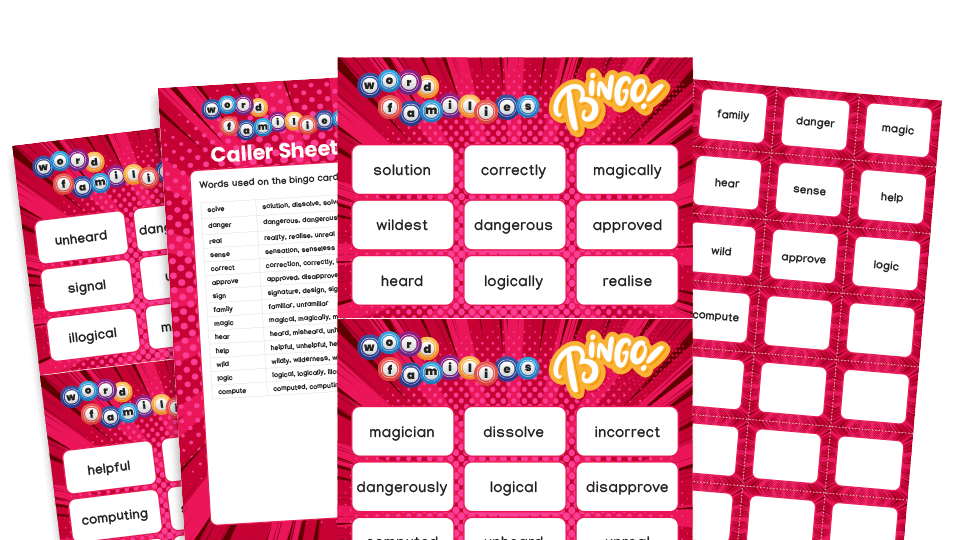 image of Year 3 Word Families Bingo – KS2 Grammar Games