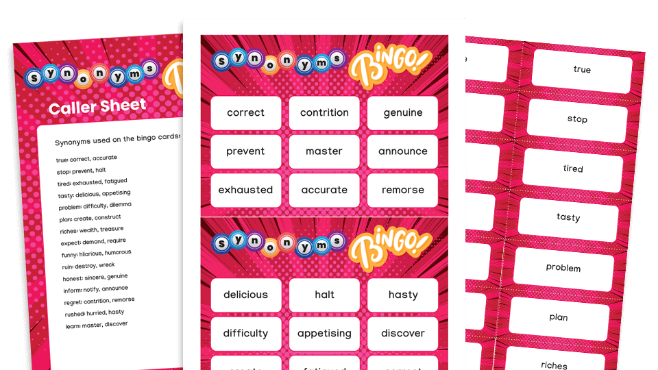 Synonym Antonym Bingo