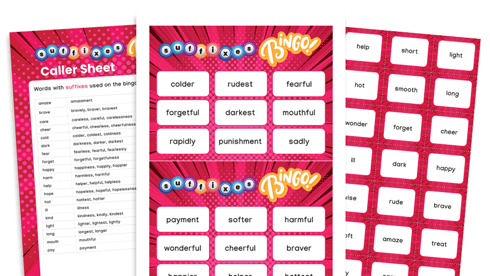 image of Year 2 Suffixes Bingo – KS1 Grammar Games