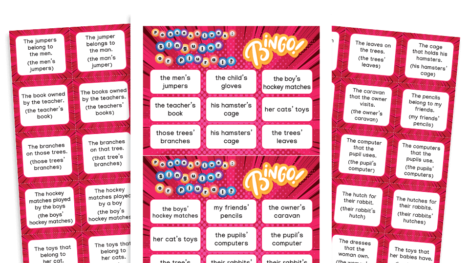 image of Year 4 Singular or Plural Possession Bingo – KS2 Grammar Games