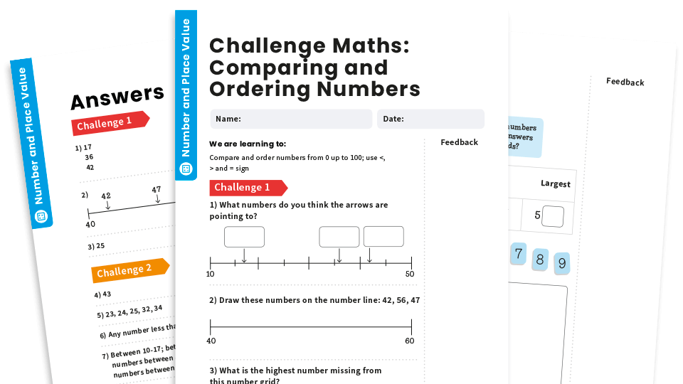 image of Comparing and Ordering Numbers : Year 2 – Number and Place Value – Maths Challenge