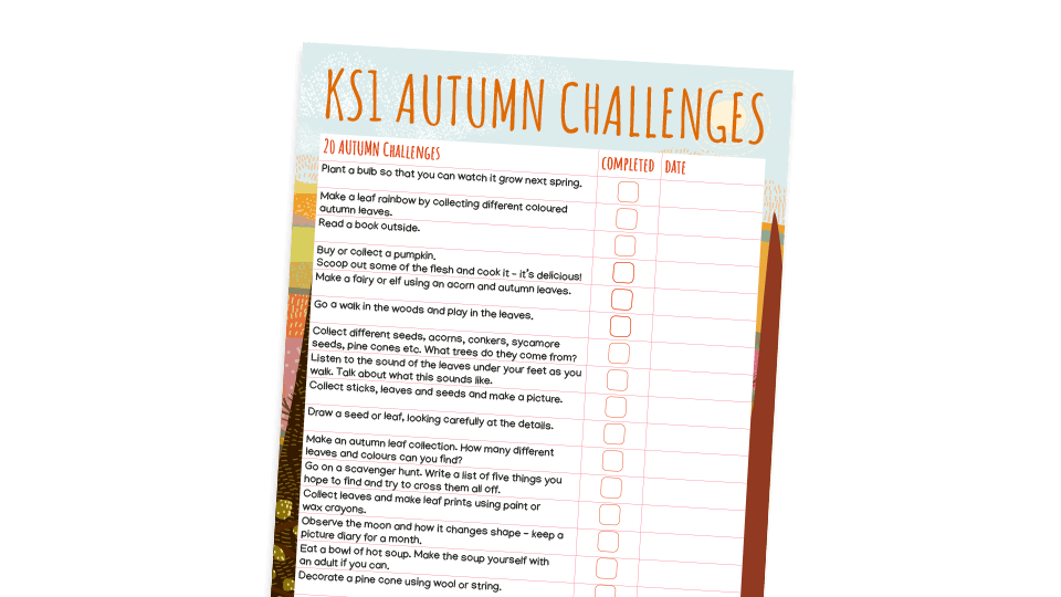image of KS1 20 Autumn Challenges – Seasonal Activities for Home Learning