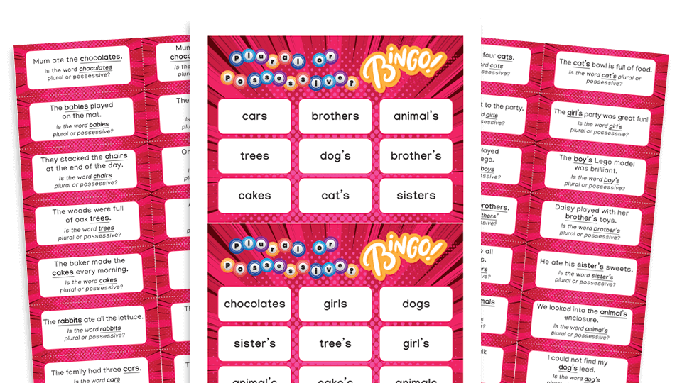 image of Year 4 Plural or Possessive Apostrophe Bingo – KS2 Grammar Game