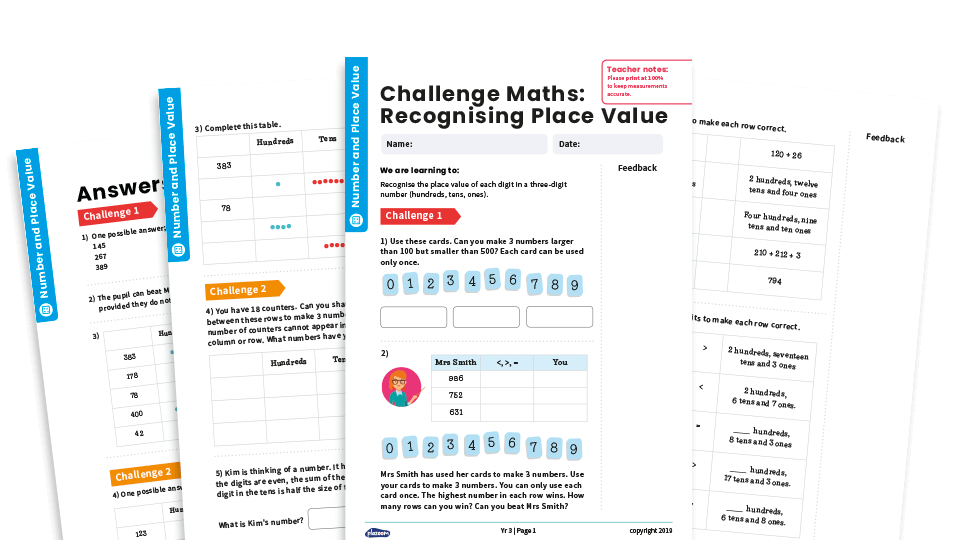 image of Recognising Place Value: Year 3 – Number and Place Value – Maths Challenge