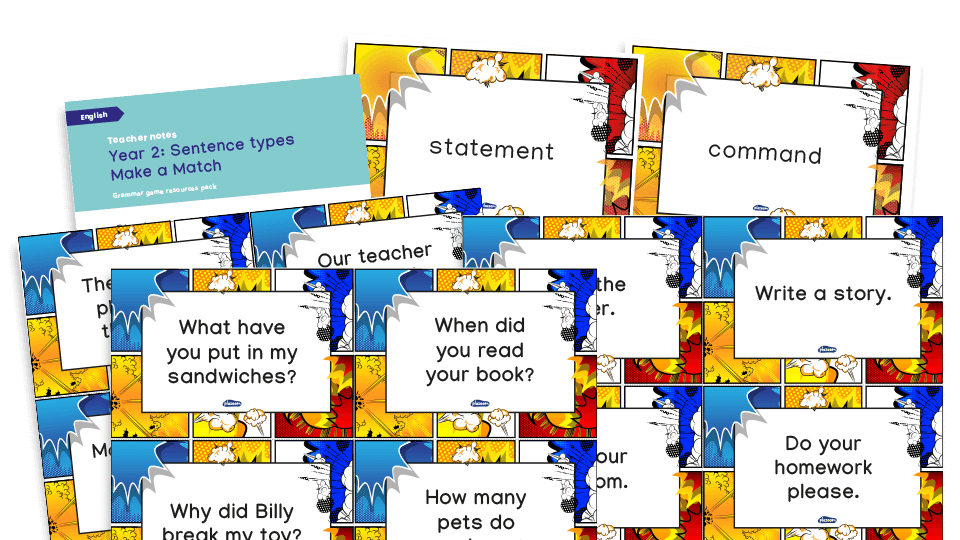 image of Year 2 Sentence Types Make a Match – KS1 Grammar Game