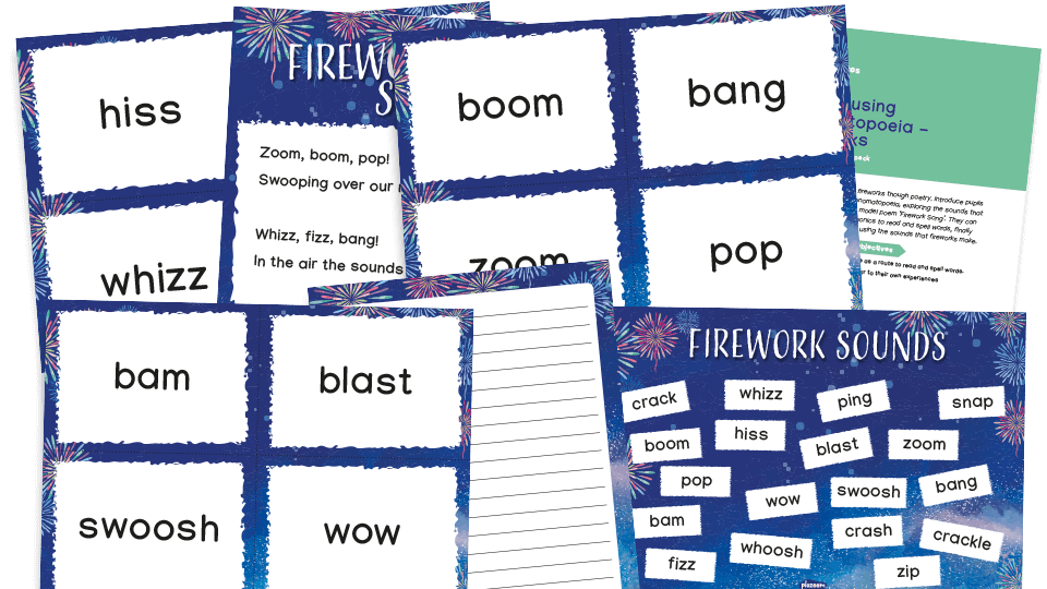 image of Onomatopoeia: KS1 Bonfire Night Poetry Resources Pack