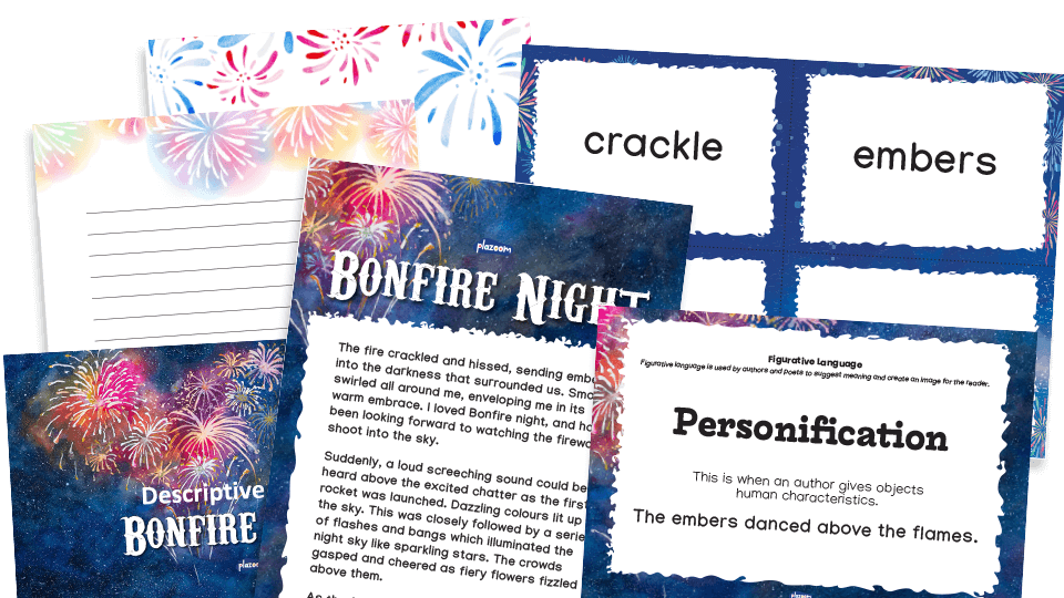 image of KS2 Bonfire Night Figurative Language – Writing Setting Descriptions Resources Pack