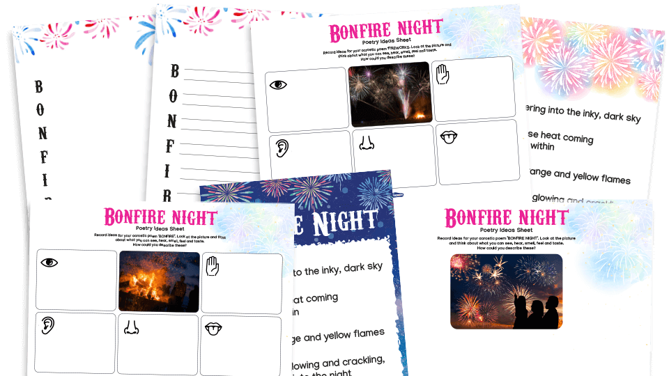 image of KS1/KS2 Bonfire Night Acrostic Poetry – Writing Resource Pack