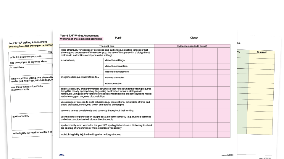 image of Year 6 Writing Assessment Framework Checklists
