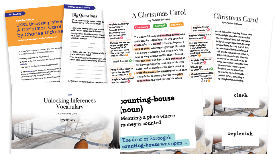 image of Year 5/6 A Christmas Carol Reading Comprehension Pack – UKS2 Unlocking Inference Worksheets