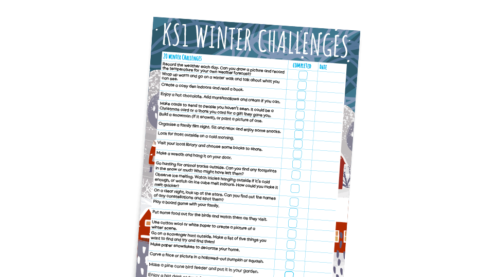 image of KS1: 20 Winter Home Learning Challenges