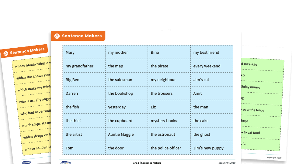 image of Year 5 Relative Clauses Sentence Maker Cards