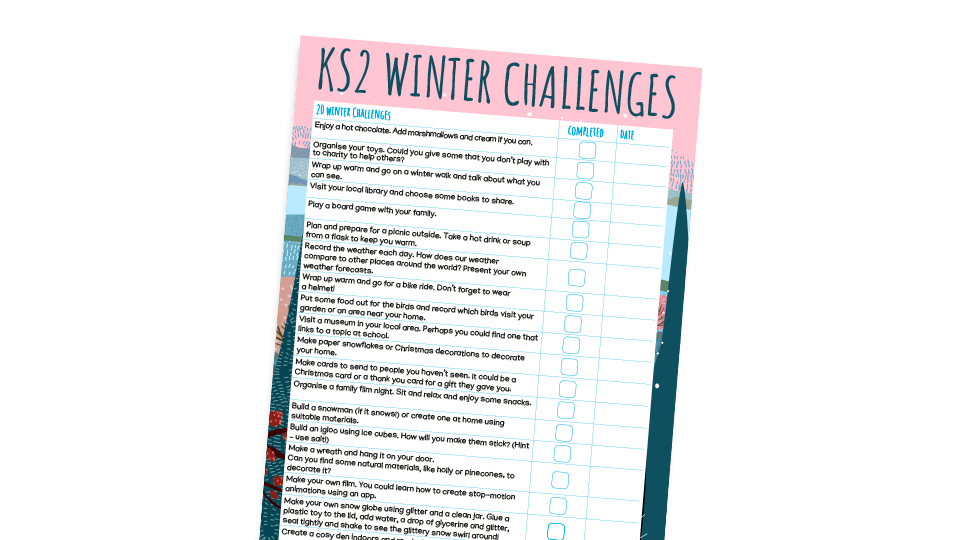 image of KS2: 20 Winter Home Learning Challenges
