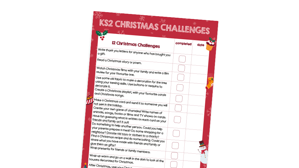 image of KS2: 12 Christmas Home Learning Challenges