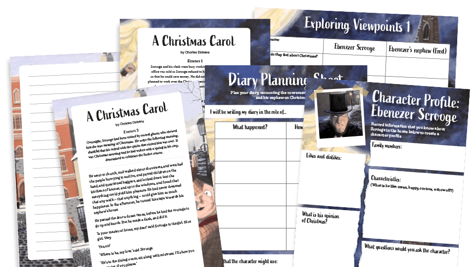 image of Year 5 & 6 A Christmas Carol Festive Writing Resources Pack