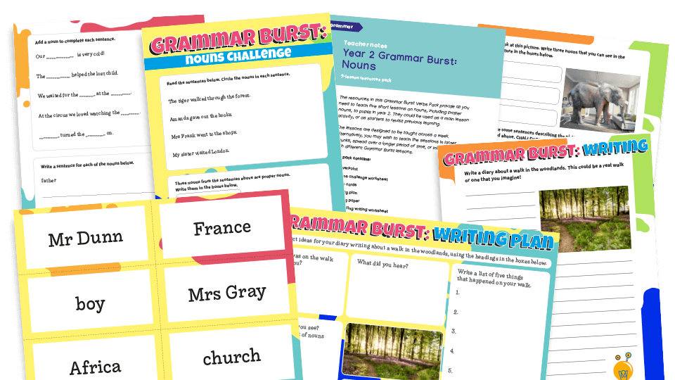 image of Year 2 Nouns Grammar Worksheets Lesson Pack