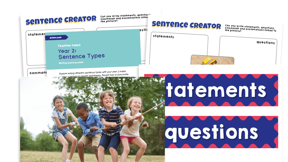 image of Year 2 Statements, Questions, Commands, Exclamations – KS1 Sentence Types Practice Pack