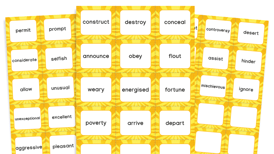 image of Year 6 Antonyms Make a Match Game – KS2 Grammar Games
