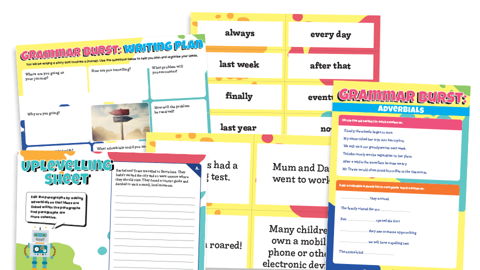 image of Year 5 Adverbials Worksheets – KS2 Grammar Burst Resource Pack