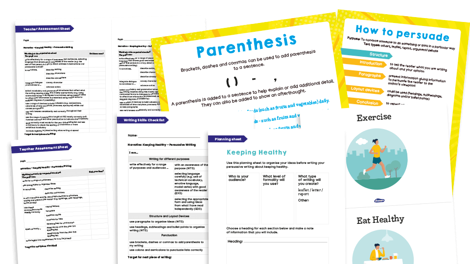 image of Year 6 SATS Writing Evidence: Keeping healthy (persuasive report) – Teacher Assessment Framework KS2