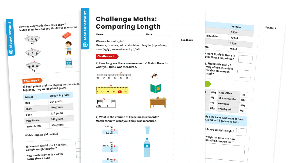 image of Comparing Length: Year 3 – Measurement – Maths Challenge