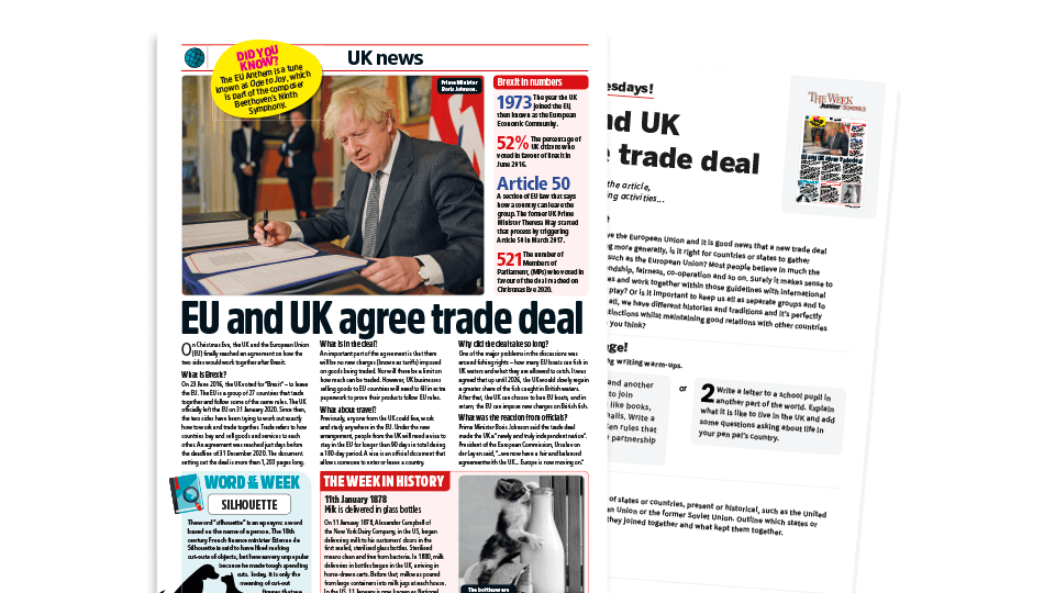 image of Topical Tuesdays: Brexit Trade Agreement – KS2 News Story and Reading and Writing Activity Sheet from The Week Junior