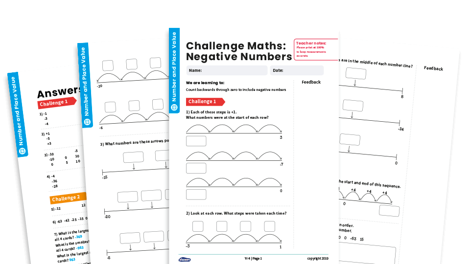 image of Negative Numbers: Year 4 – Number and Place Value – Maths Challenge