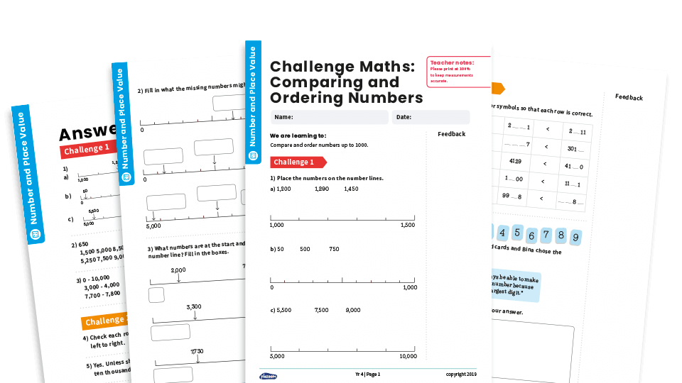 image of Comparing and Ordering Numbers Up to 1000: Year 4 – Number and Place Value – Maths Challenge