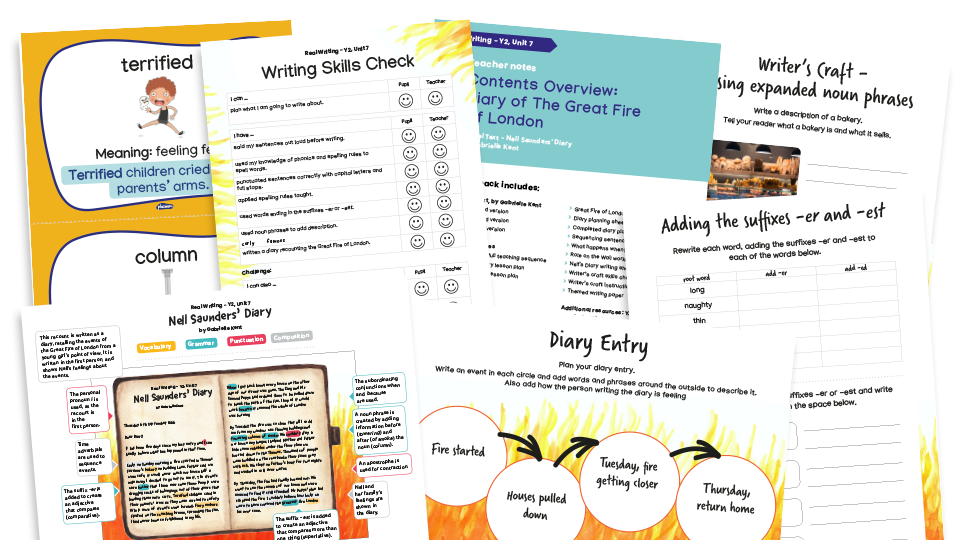 image of Year 2 Model Text Resource Pack 7: Nell Saunders’ Diary (Diary recount, History - Great Fire of London)