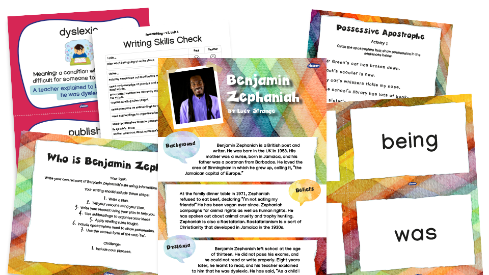 image of Year 2 Model Text Resource Pack 8: Benjamin Zephaniah (Recount; Inspirational figures)