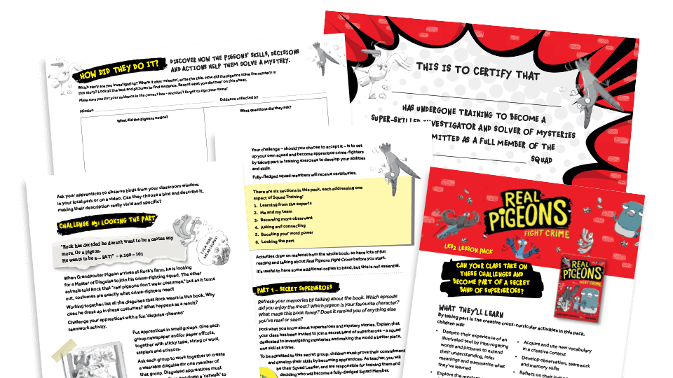 image of Year 3 and 4 ‘Real Pigeons Fight Crime’ worksheets – LKS2 Literacy Activities Pack