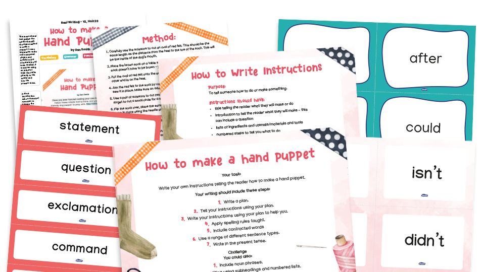 image of Year 2 Model Text Resource Pack 20: How to Make a Hand Puppet (Instruction; Design technology)