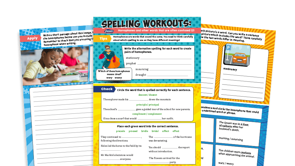 image of Year 5 and 6 Homophones (2): KS2 Spelling Worksheets