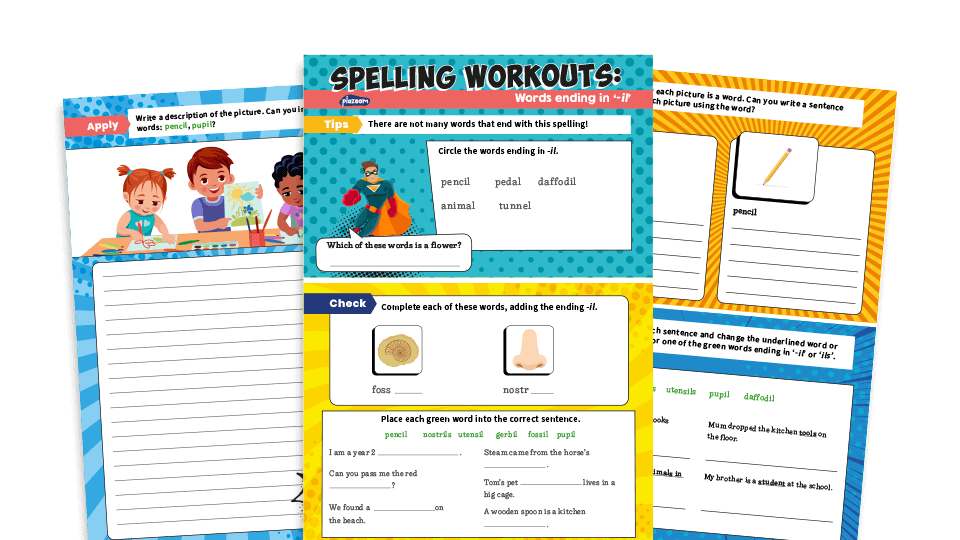 image of Year 2 Words ending in -il: KS1 Spelling Worksheets