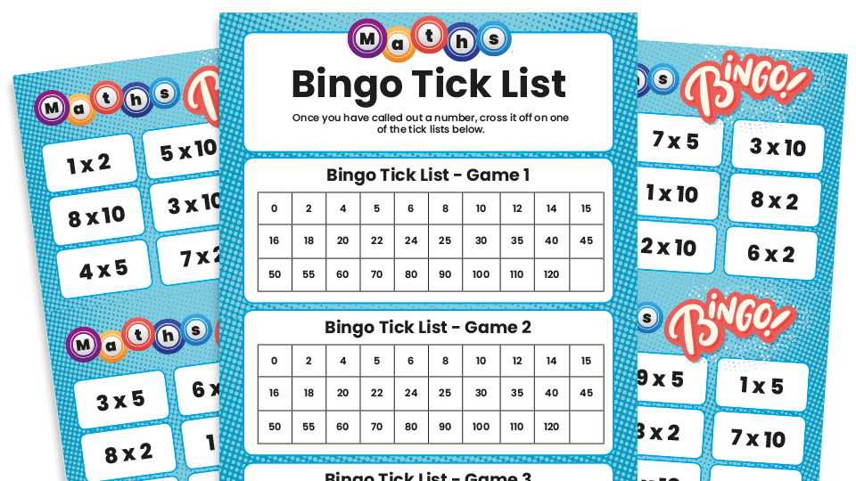 image of 2, 5 and 10 Times Tables: Maths Bingo