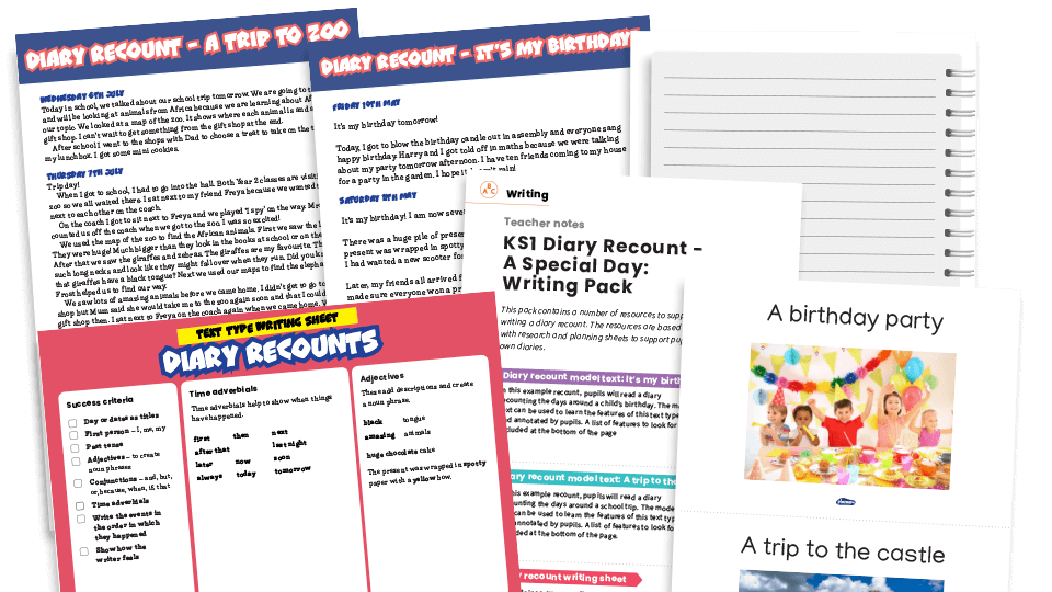 image of Diary Recounts (A Special Day) - KS1 Text Types: Writing Planners and Model Texts