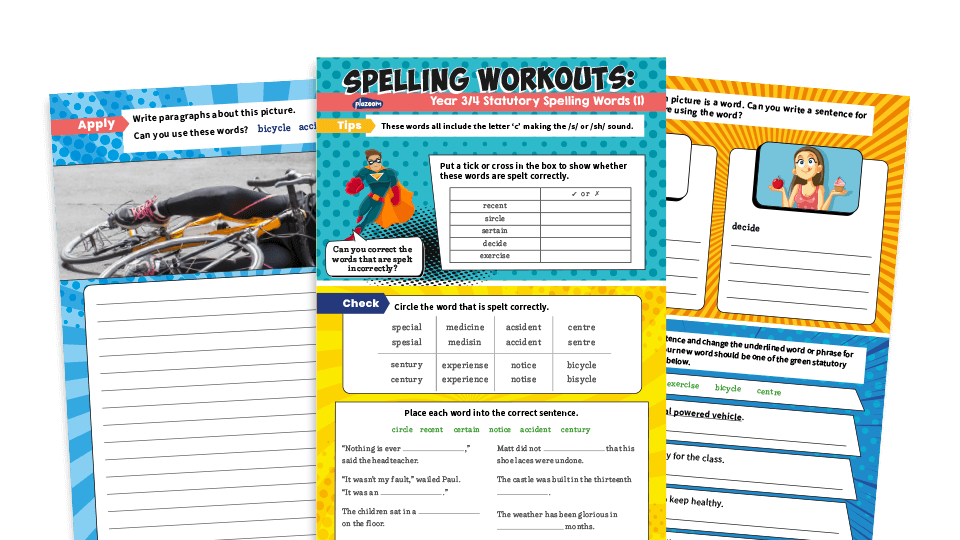 Years 3 and 4 Statutory Spelling Words (1): KS2 Spelling Worksheets