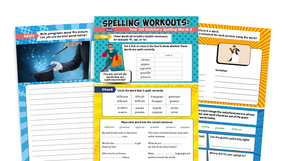 image of Years 3 and 4 Statutory Spelling Words (2): KS2 Spelling Worksheets