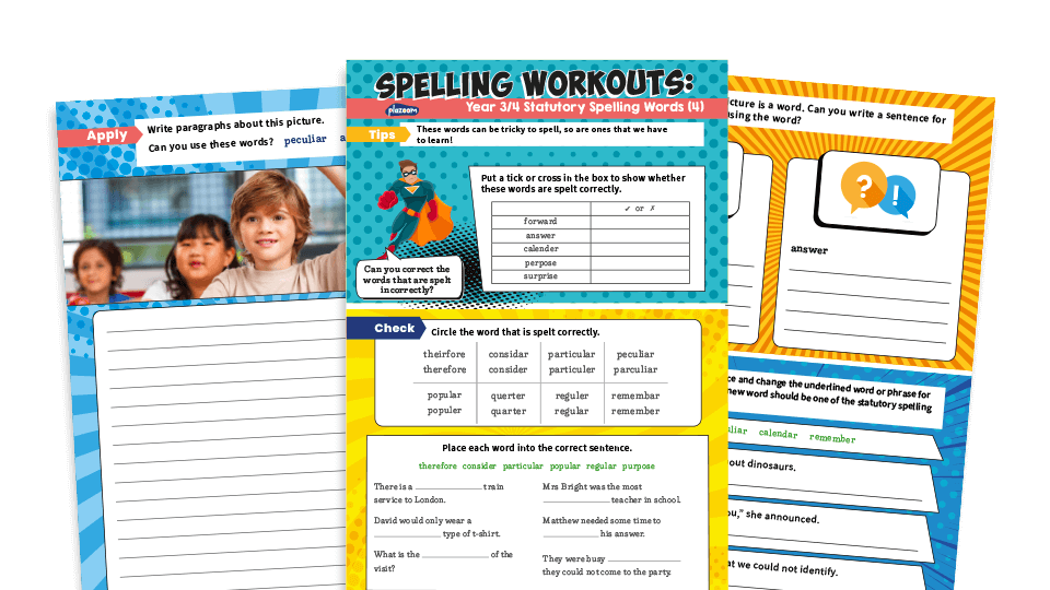 image of Years 3 and 4 Statutory Spelling Words (4): KS2 Spelling Worksheets