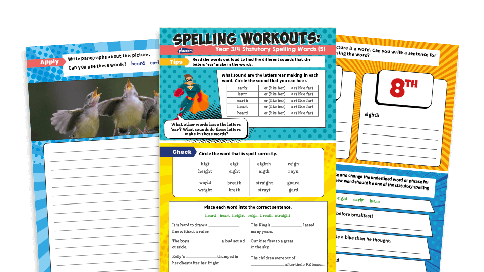 Years 3 and 4 Statutory Spelling Words (5): KS2 Spelling Worksheets