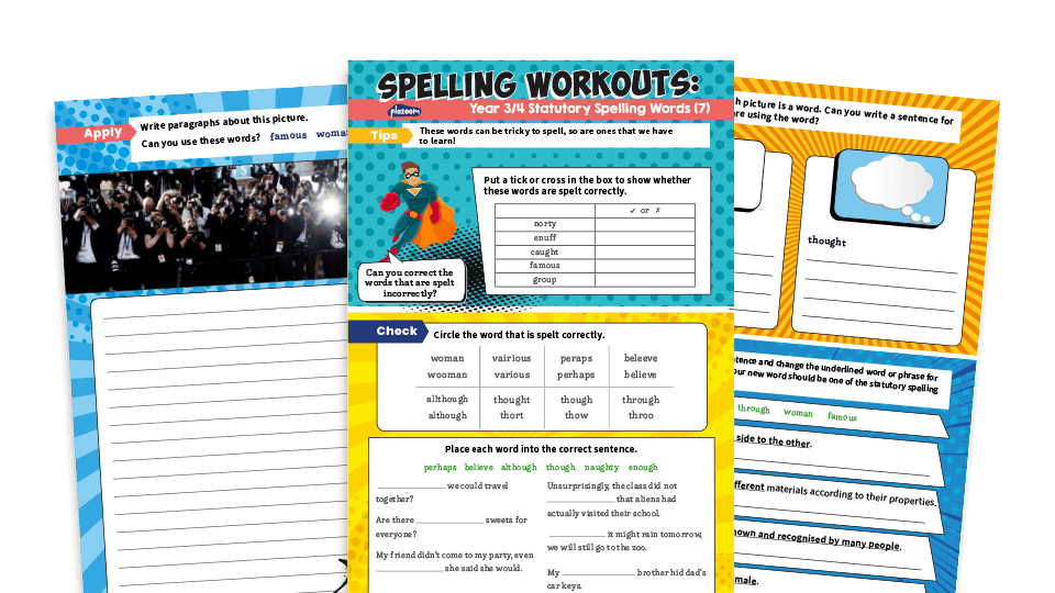 image of Years 3 and 4 Statutory Spelling Words (7): KS2 Spelling Worksheets