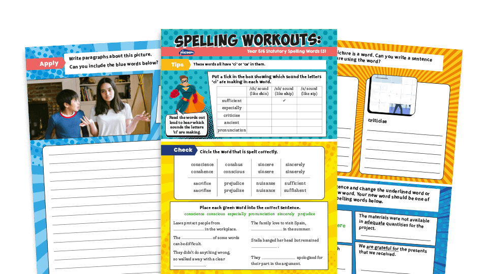 image of Years 5 and 6 Statutory Spelling Words (3): KS2 Spelling Worksheets