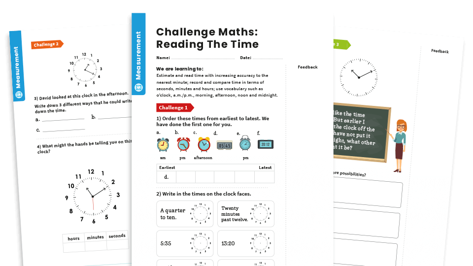 image of Reading the Time: Y3 – Measurement – Maths Challenge